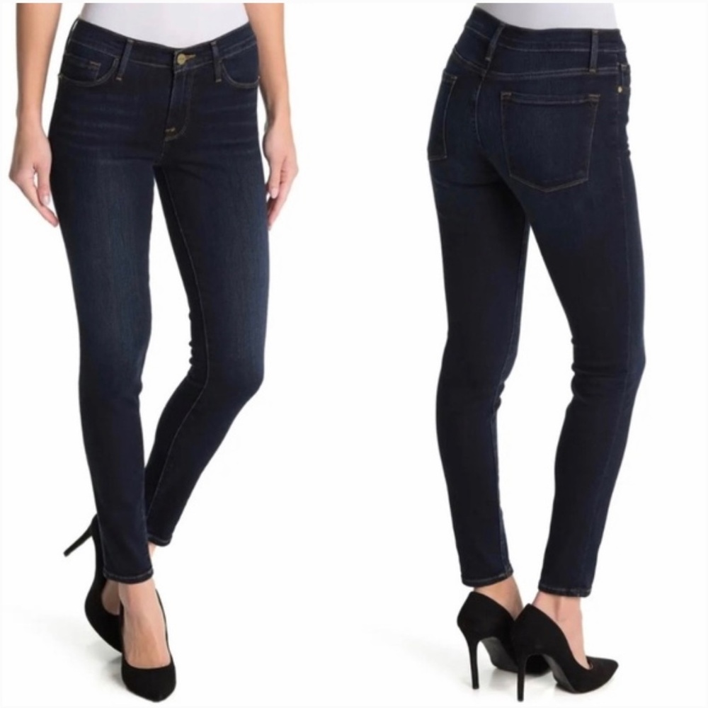 Frame Denim Le Skinny de Jeanne Jeans 24 Wellington Wash dark denim